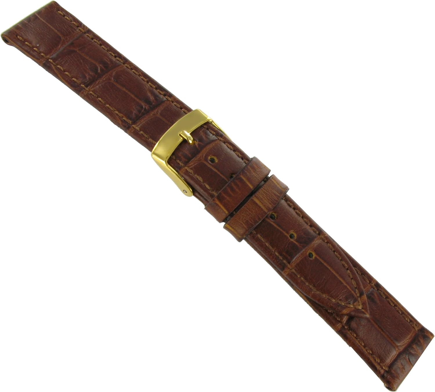 Morellato 20mm Genuine Leather Alligator Grain Padded Stitched Matte Brown Watch Band 2269