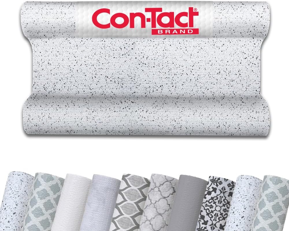 Con-Tact Brand Grip Prints Shelf Liner, Durable and Non-Adhesive Liners, Non-Slip Drawer and Cabinet Liner, 18" x 8', Cucina, Pack of 1 Roll