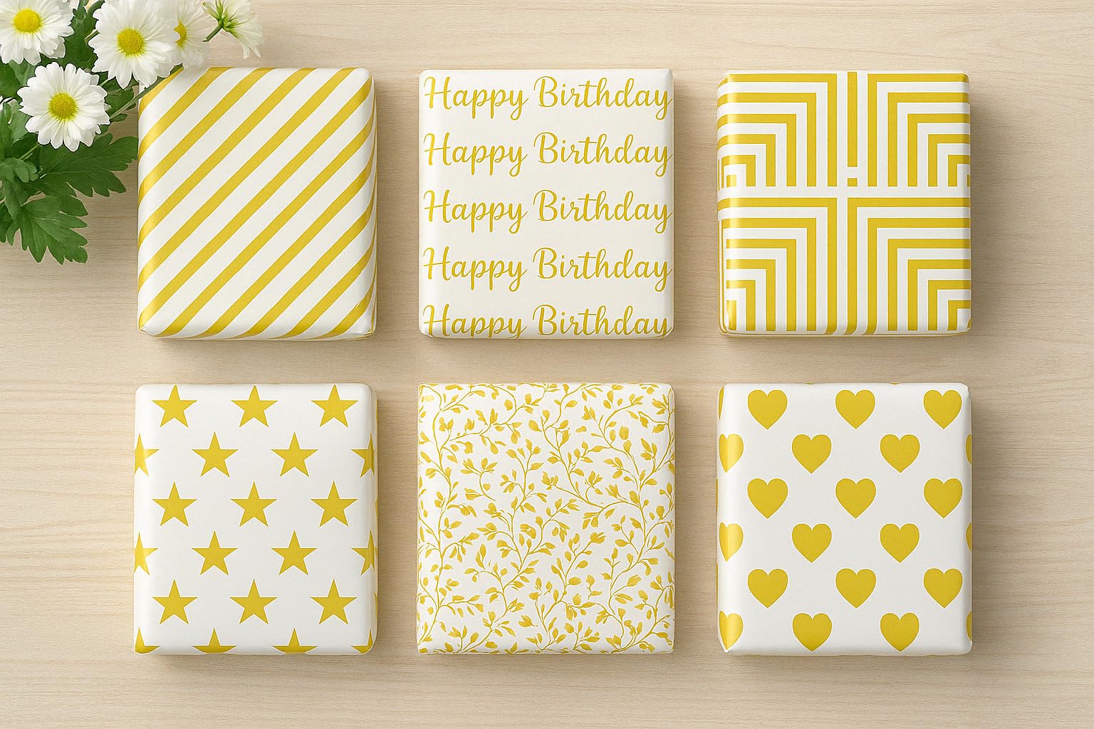 Pack of 6 Gift Wrapping Paper - Gift Paper - Gift Wrap Roll - Gift Papers Sheets -Premium Design Paper sheet for Gift Packing, Mix, Gold Theme (Gold Design)