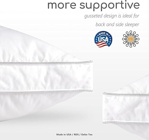 Miniatura 2 de Dreamhood Juego de 2 almohadas de plumón de ganso de lujo, tamaño King, hechas en Estados Unidos, almohadas de cama con refuerzo suave para dormir