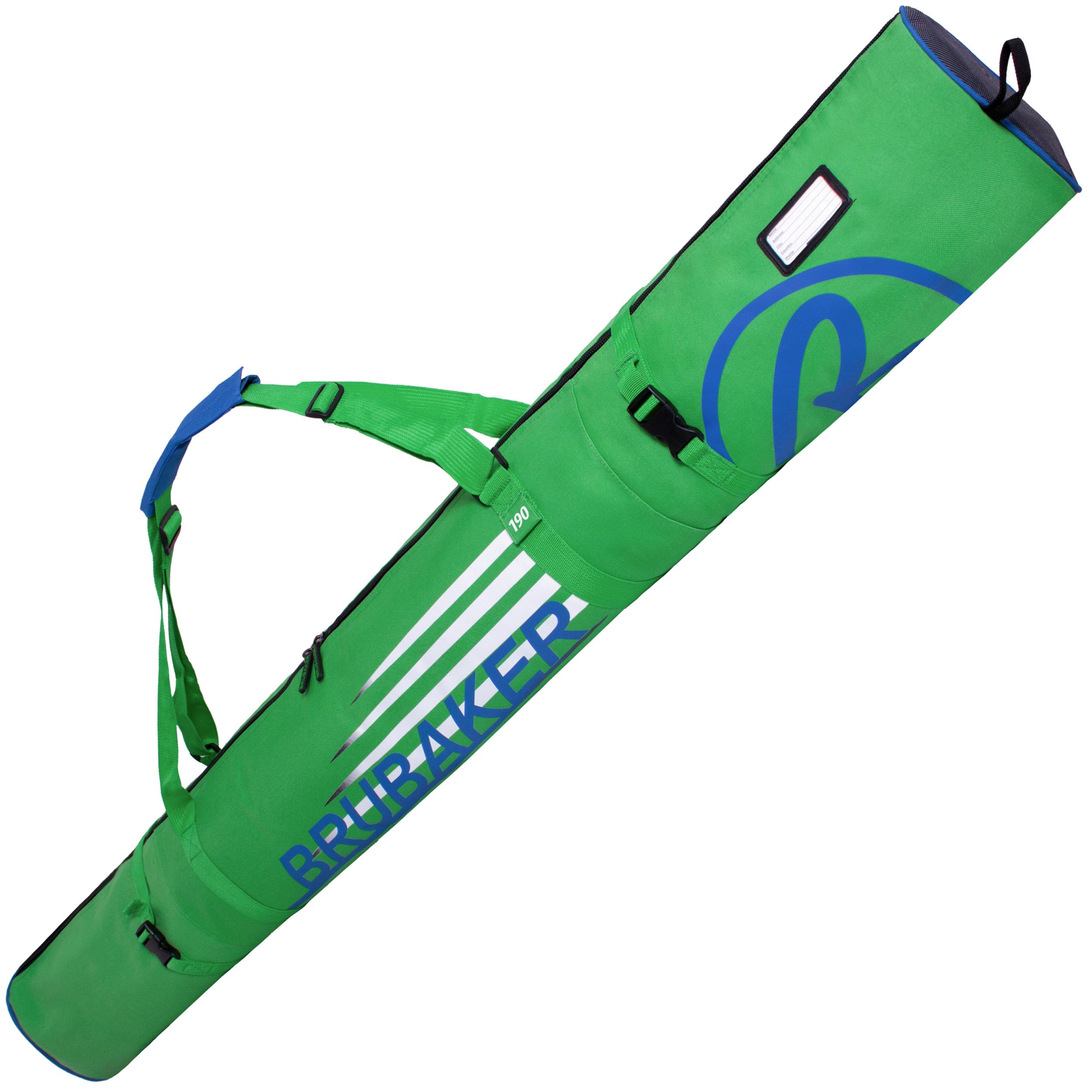 BRUBAKER ‘Carver Champion’ - Série limitée - Housse à Skis rembourrée pour 1 Paire de Skis et Bâtons - 190 cm - Vert Bleu