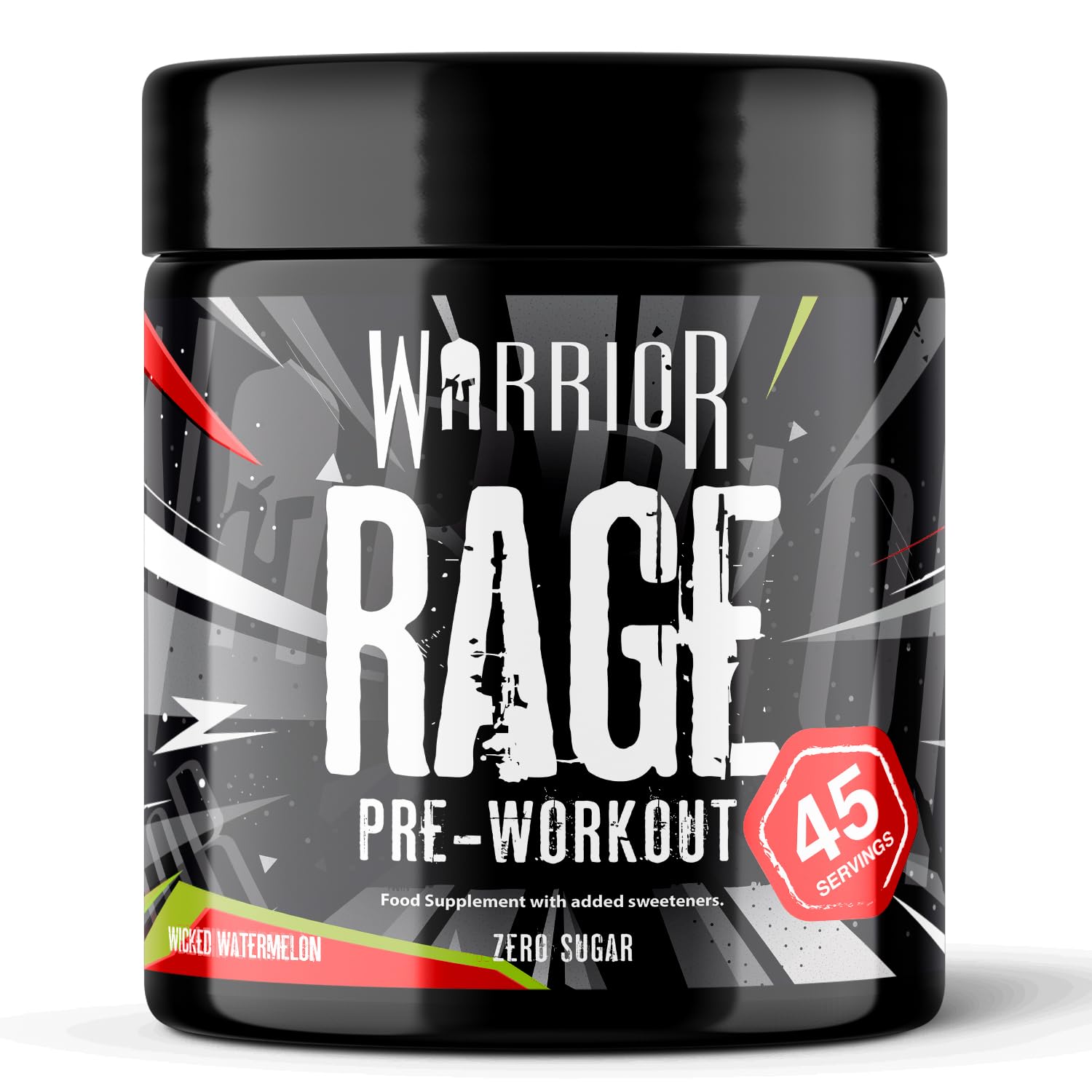 Warrior Rage Pre-Workout Powder, 300 mg Caffeine High Stim Energy Booster with Beta-Alanine, Creatine, BCAAs, Citrulline & AAKG for Focus, Strength & Muscle Pump - Wicked Watermelon