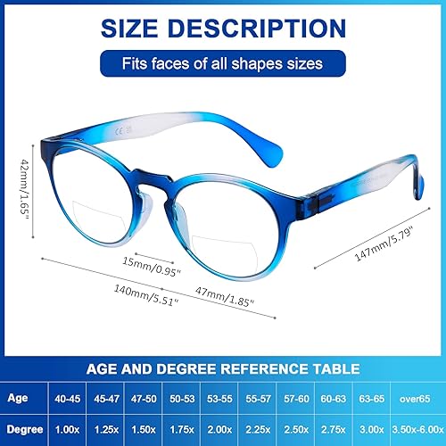 Miniatura 3 de AQWANO Lentes de lectura bifocales para hombre, bloqueo de luz azul, para lectores bifocales, para mujer, diseño de moda, ligero, bisagra de