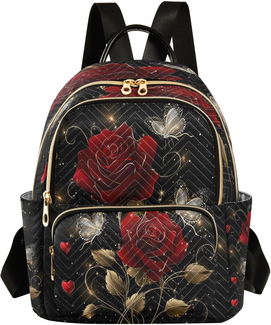 ALAZA Rose Butterfly Small Backpack Purse for Women Travel Bag Lightweight Shoulder Bag Fashion Dayback
