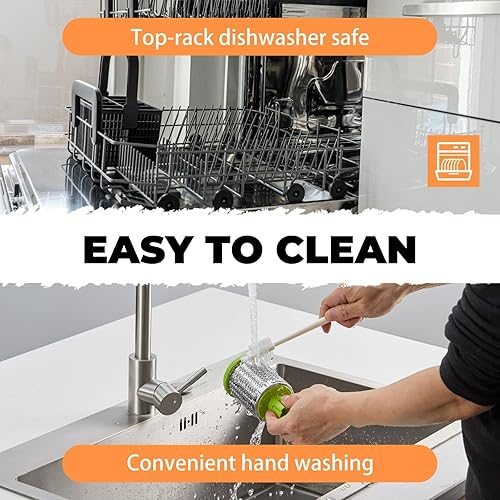 Miniatura 4 de Rallador de queso con asa, rallador de queso parmesano de cocina con 2 tambores de acero inoxidable, rallador de queso giratorio de mano para rallar