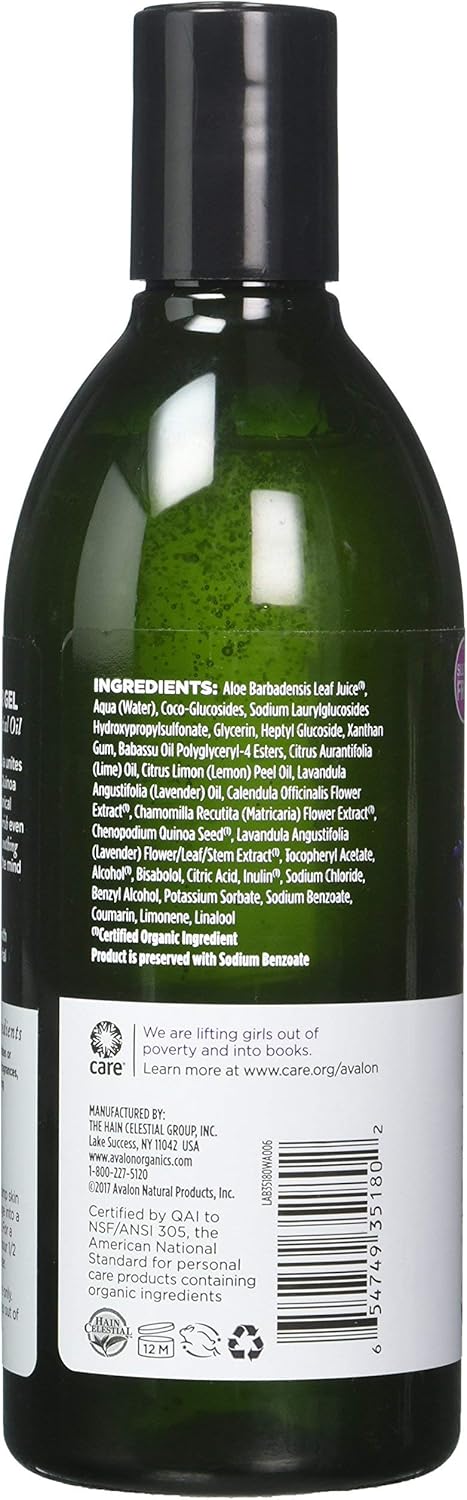 Avalon Organic Botanicals, Bath & Shower Gel, Lavender, 12 oz
