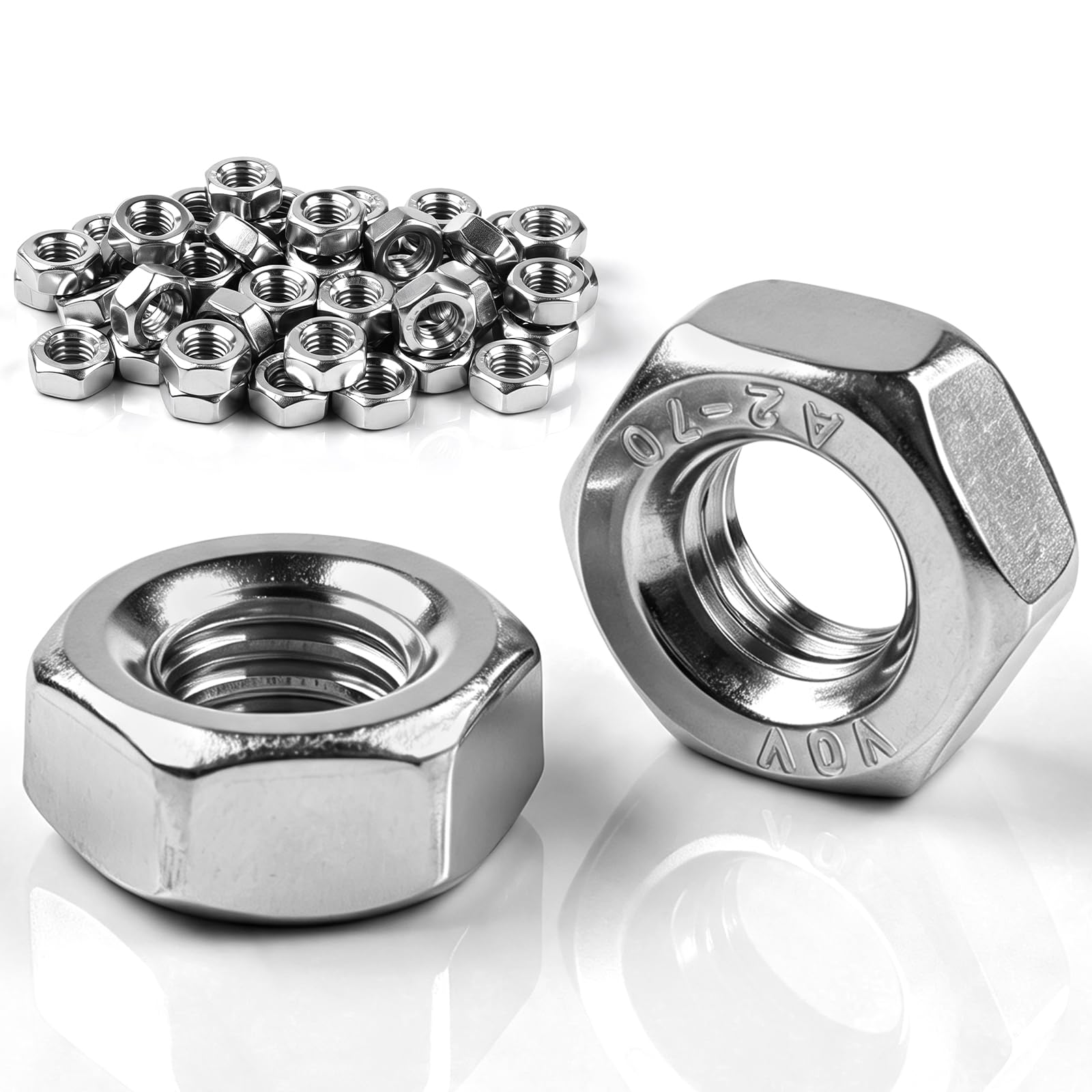 Moosswee M6 Muttern, 120 Stück Sechskantmutter Edelstahl 304 DIN934 | Metrische Hex Nut V2A mit Gratfreiem Gewinde, Rost&korrosionsfest für Gewindestangen, Schrauben, Bolzen und Unterlegscheiben