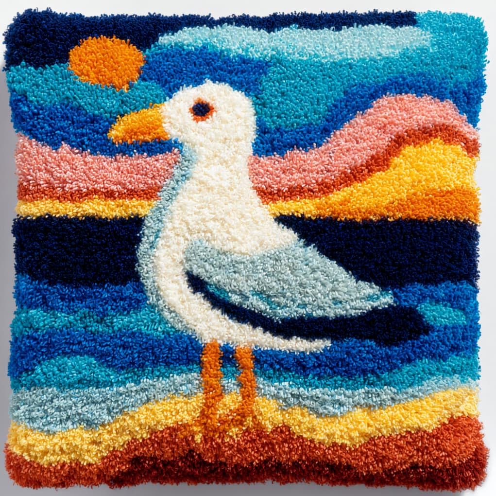 AxiangziK Latch Hook Pillow Cushion Cover Kit,Seagull