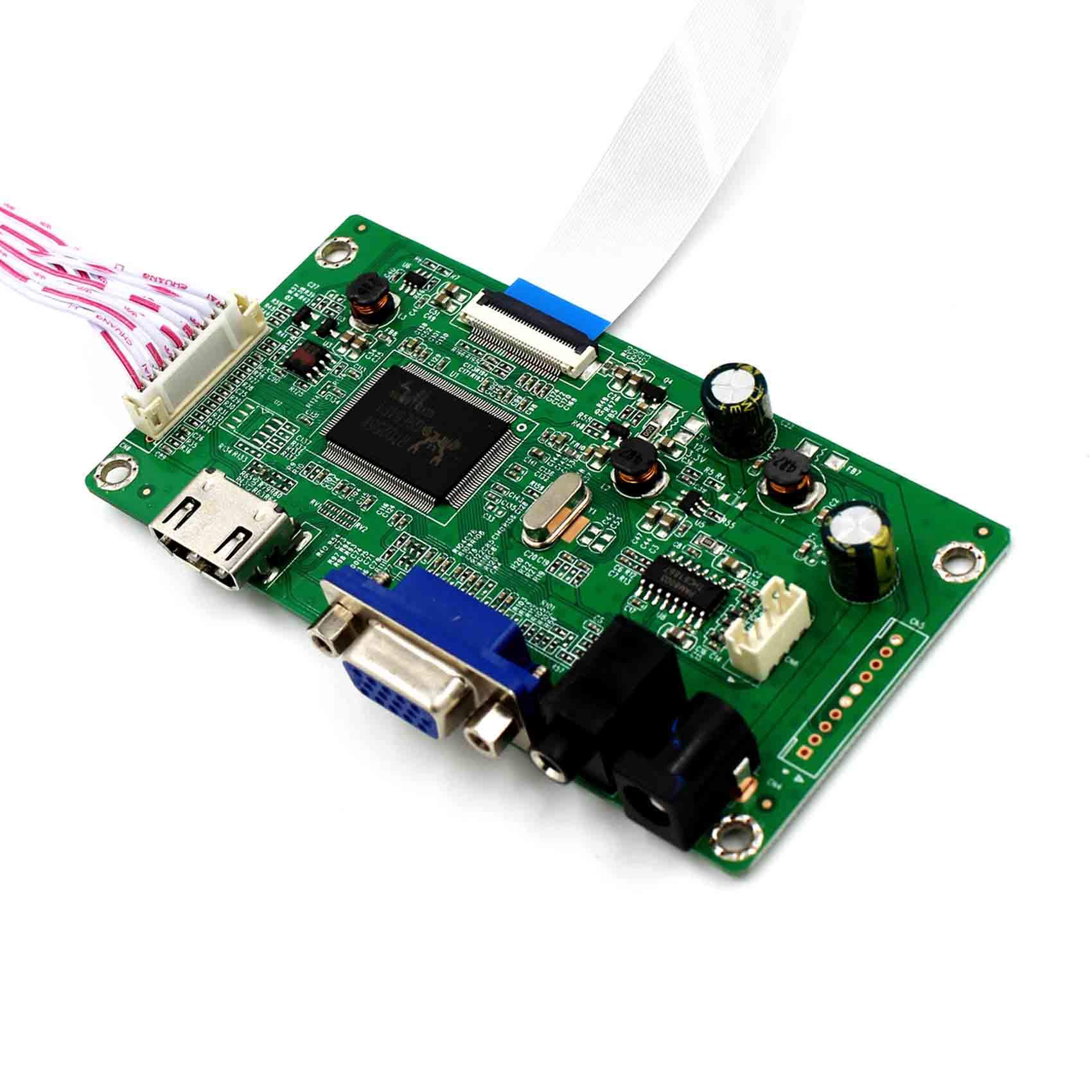 Vsdisplay HDMI+VGA+2AV LCD Controller Board – Kompatibel Mit 35,6 Cm/15,6" 1366x768 LED-Panels (Unterstützt Raspberry Pi & Rückfahrkamera)