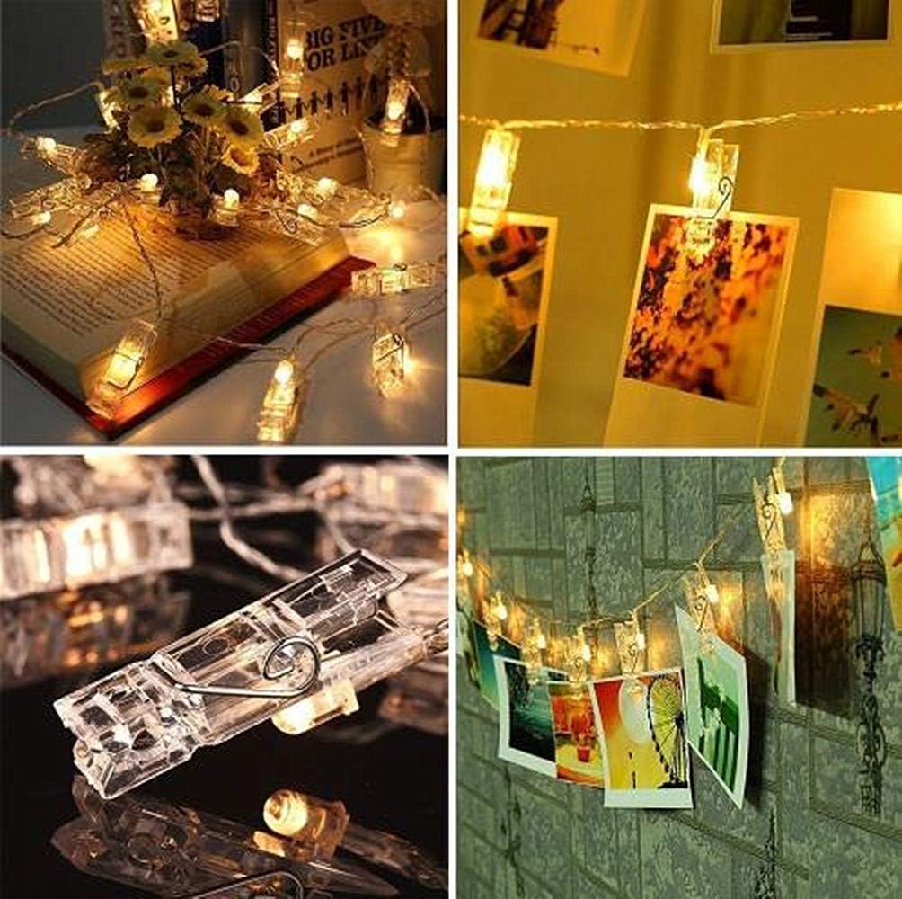Photo Clip String Lights with Remote, 8 Modes 40 LED Battery Operated Fairy String Lights for Hanging Photos Pictures Cards, Ideal Gift for Bedroom Party Christmas Decoration Warm White