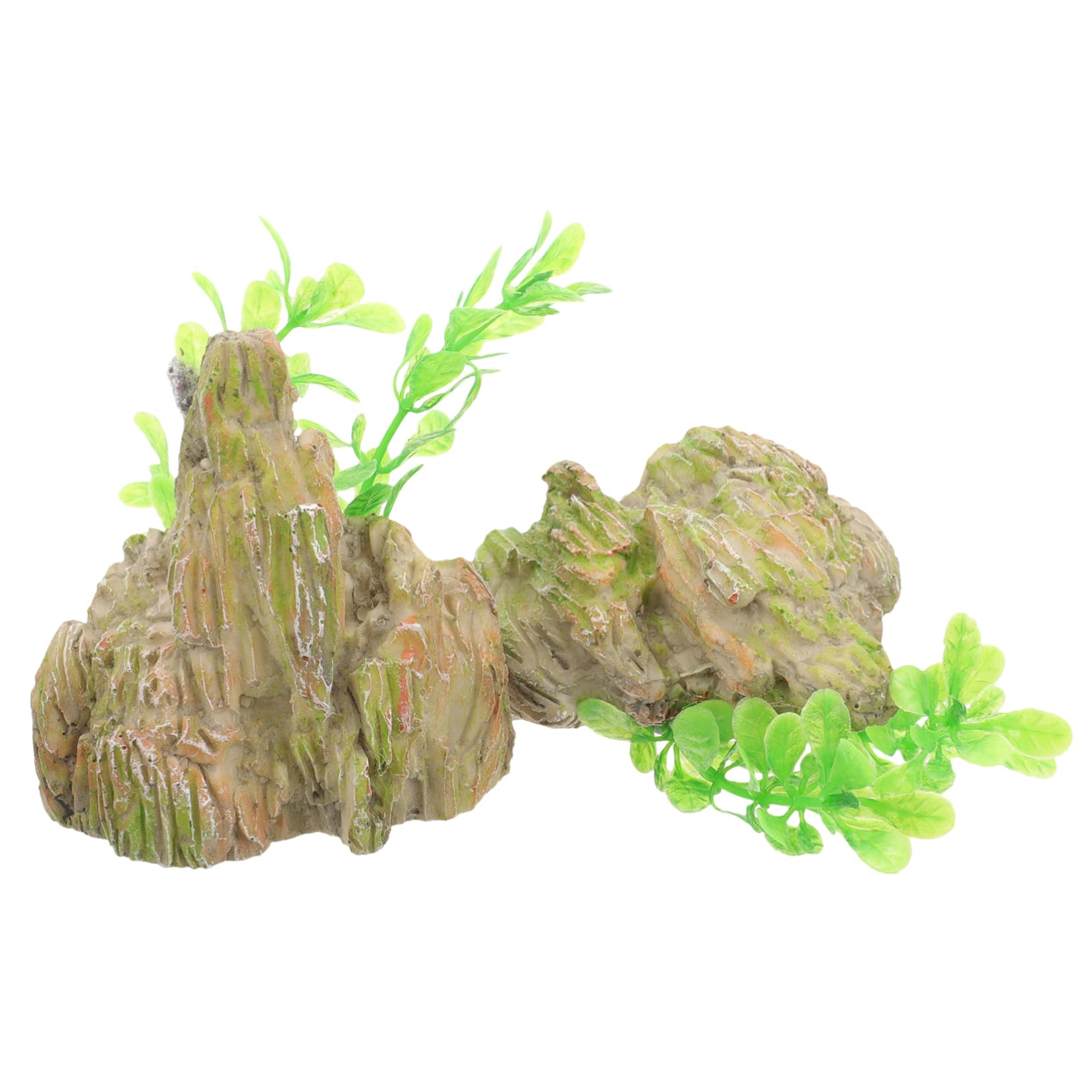 PRETYZOOM Pecera Rocalla Paisajismo Adornos De Acuario Decoraciones De Peceras para Decoración Pecera Adornos Pecera Decoración del Paisaje del Tanque De Peces 2 Piezas X 4