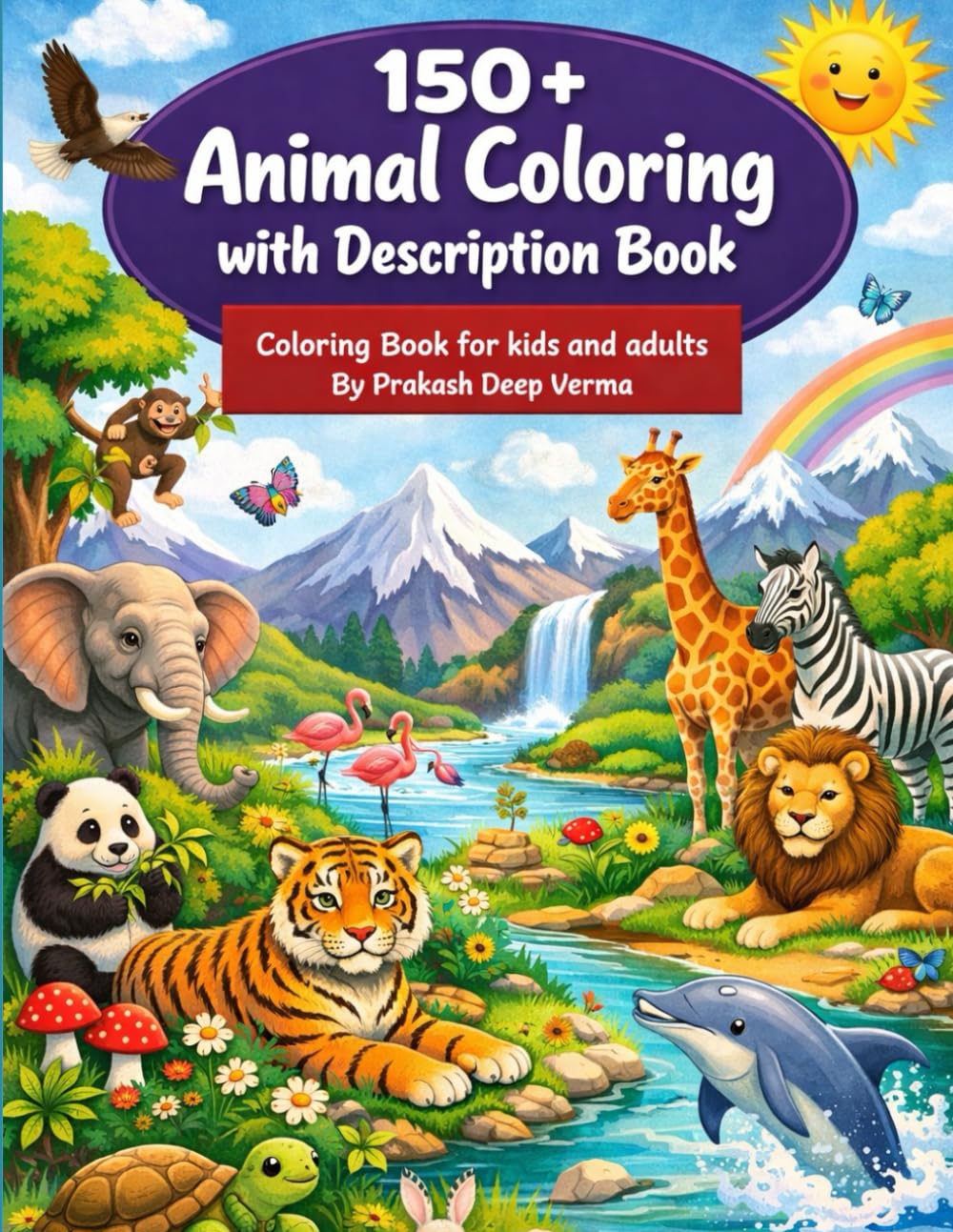 150 + Animal Coloring with Description Book