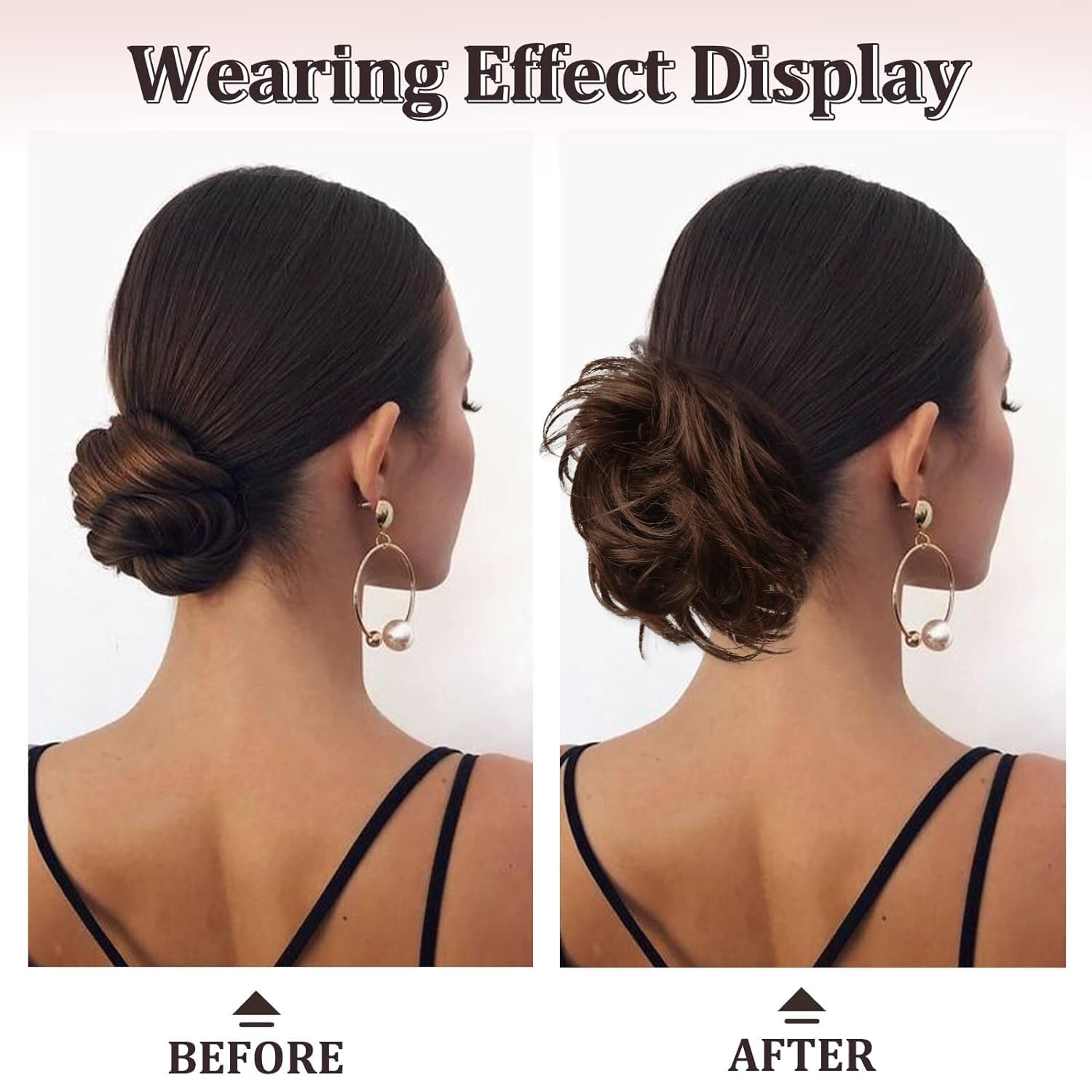 RUWISS Chignon Capelli 100% Umani con Pinza Posticci per Capelli Chignon Ondulato Estensioni per Coda di Cavallo Capelli Umani con Clip per Donne（Biondo Chiaro Dorato con Riflessi Biondo Candido）