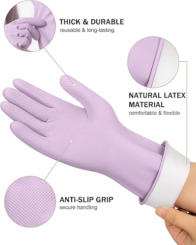 Miniatura 2 de Guantes de goma para lavar platos, 4 pares de guantes de cocina reutilizables para lavar platos y baño doméstico, guantes de limpieza de platos con