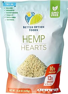 Hemp Hearts (14.8 Oz) – Hulled Hemp Seeds for Desserts, Oatmeal, Yogurt, & Salad Toppings – Dairy, Gluten, Nut, & Soy Free...