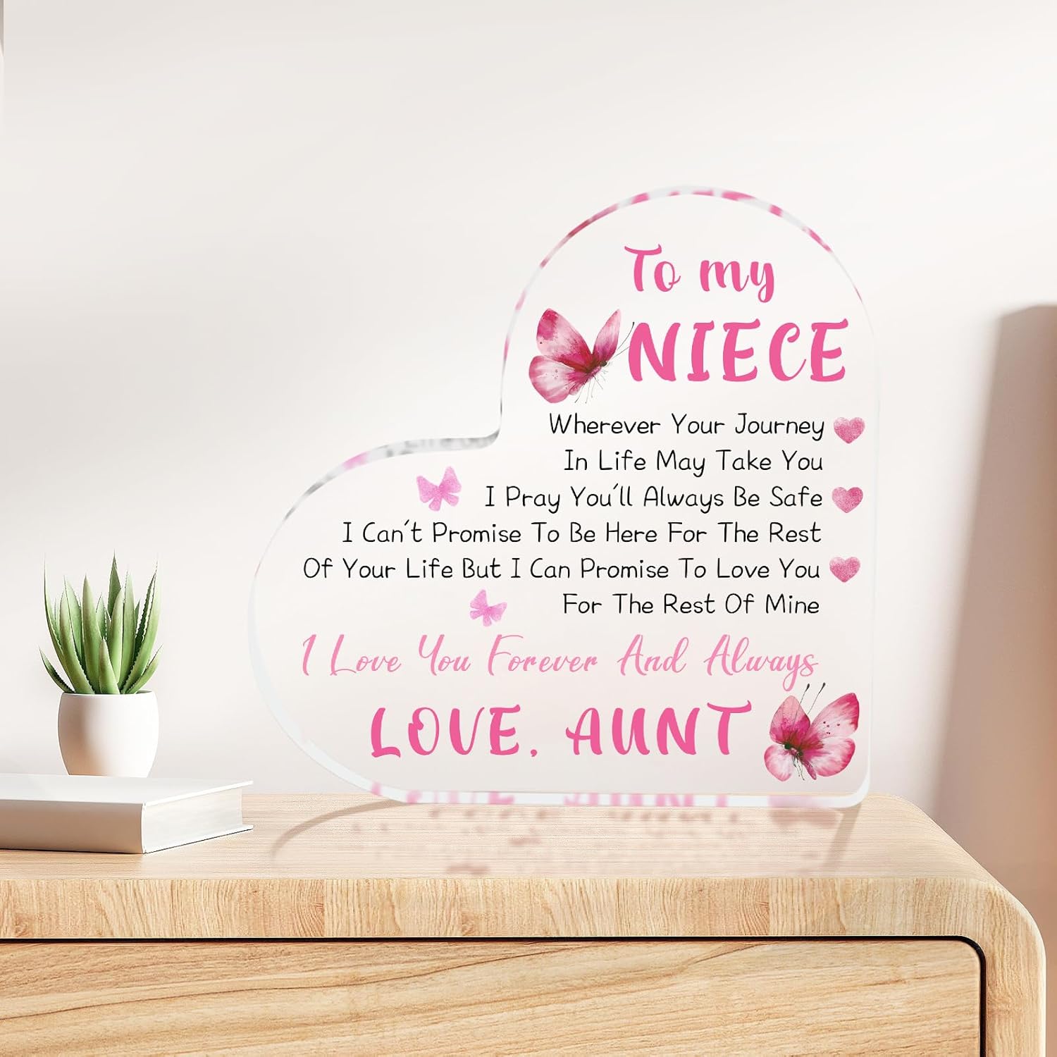 Tian Zhun Niece Gifts from Auntie Christmas Gifts for Niece Acrylic Heart Home Desk Plaques for Christmas Birthday - Image 5