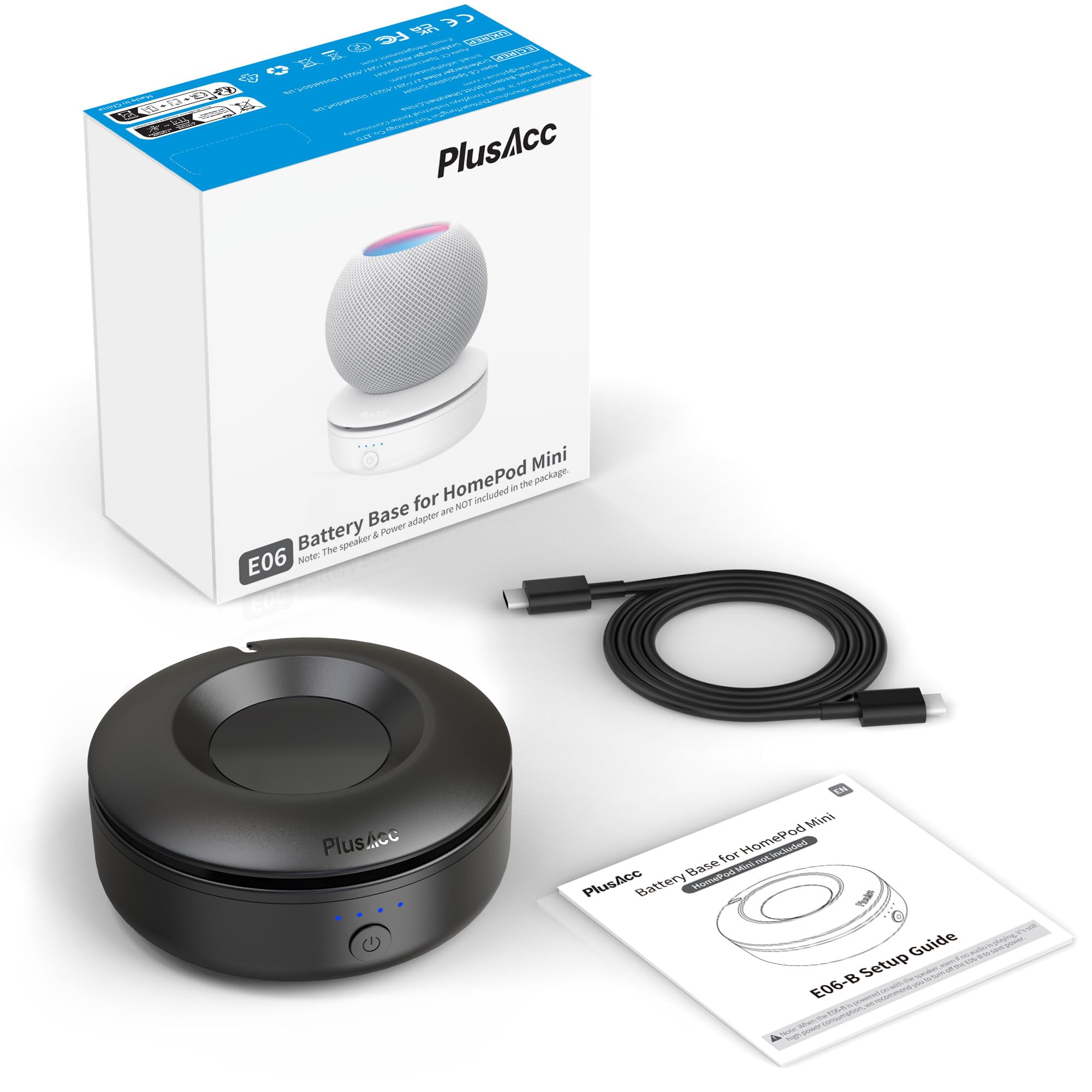 Base batteria compatibile con HomePod Mini PlusAcc ricaricabile 10 ore riproduzione Nero