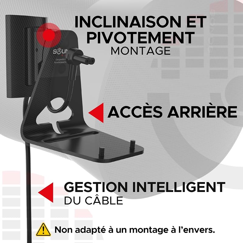 Suport de perete pentru boxă Sonos ERA 300, înclinabil și rotativ, negru, set dublu, 2 bucăți