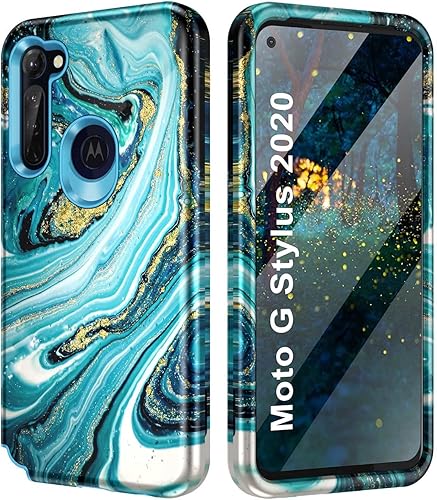 Lamcase Funda compatible con Motorola G Stylus 2020, resistente a los golpes, híbrida de policarbonato duro, goma TPU suave, tres capas, resistente