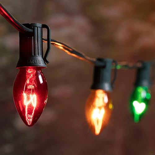 Miniatura 5 de C9 Juego de luces de cadena de Navidad transparente, luces de árbol de Navidad, luces de techo al aire libre para patio, jardín, vacaciones,