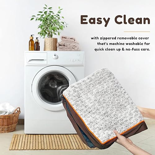 Miniatura 6 de Figopage Cama ortopédica de espuma viscoelástica para perros grandes, cama impermeable para perros, alfombrilla lavable para mascotas con funda