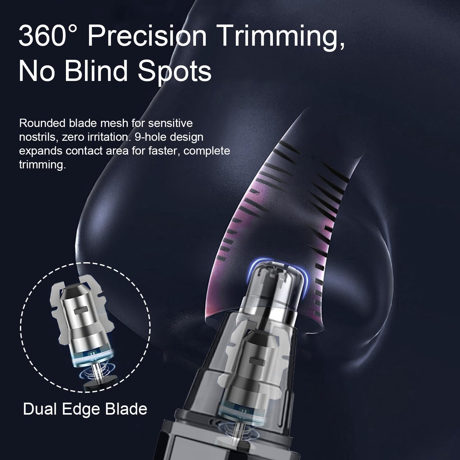 Recortadora de pelo para cejas y nariz para hombres y mujeres: 8500 RPM, carga USB, lavable, indicador LED