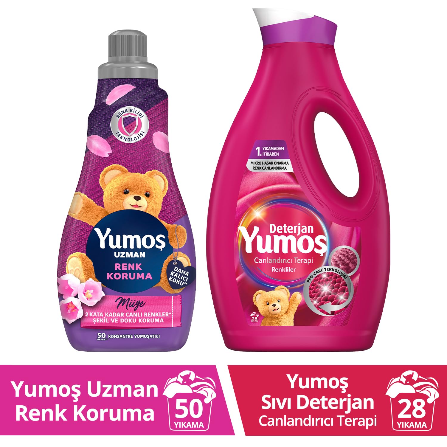 Yumoş Sıvı Canlandırıcı Terapi Renkliler 1690 ml + Yumoş Uzman Renk Koruma Yumuşatıcı 1200 ml (3 paketi)