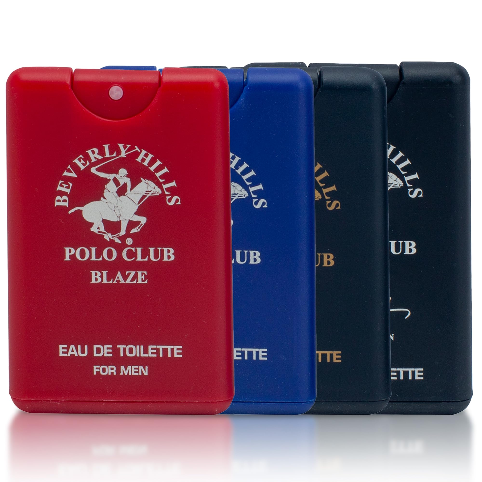 Beverly Hills Polo Club MENS 4PC 20ML POCKET SPRAY - ORIGINAL STRIPED - CONTAINS BLAZE/CLASSIC/BLUE/SEXY