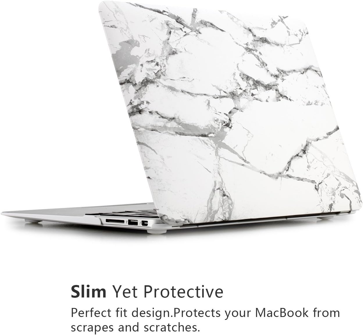 Zinmark 13 Inch Laptop Case Cover Compatible with MacBook Air 13.3 Inch A1369 / A1466, Plastic Folio Hard Cover Case - White Marble