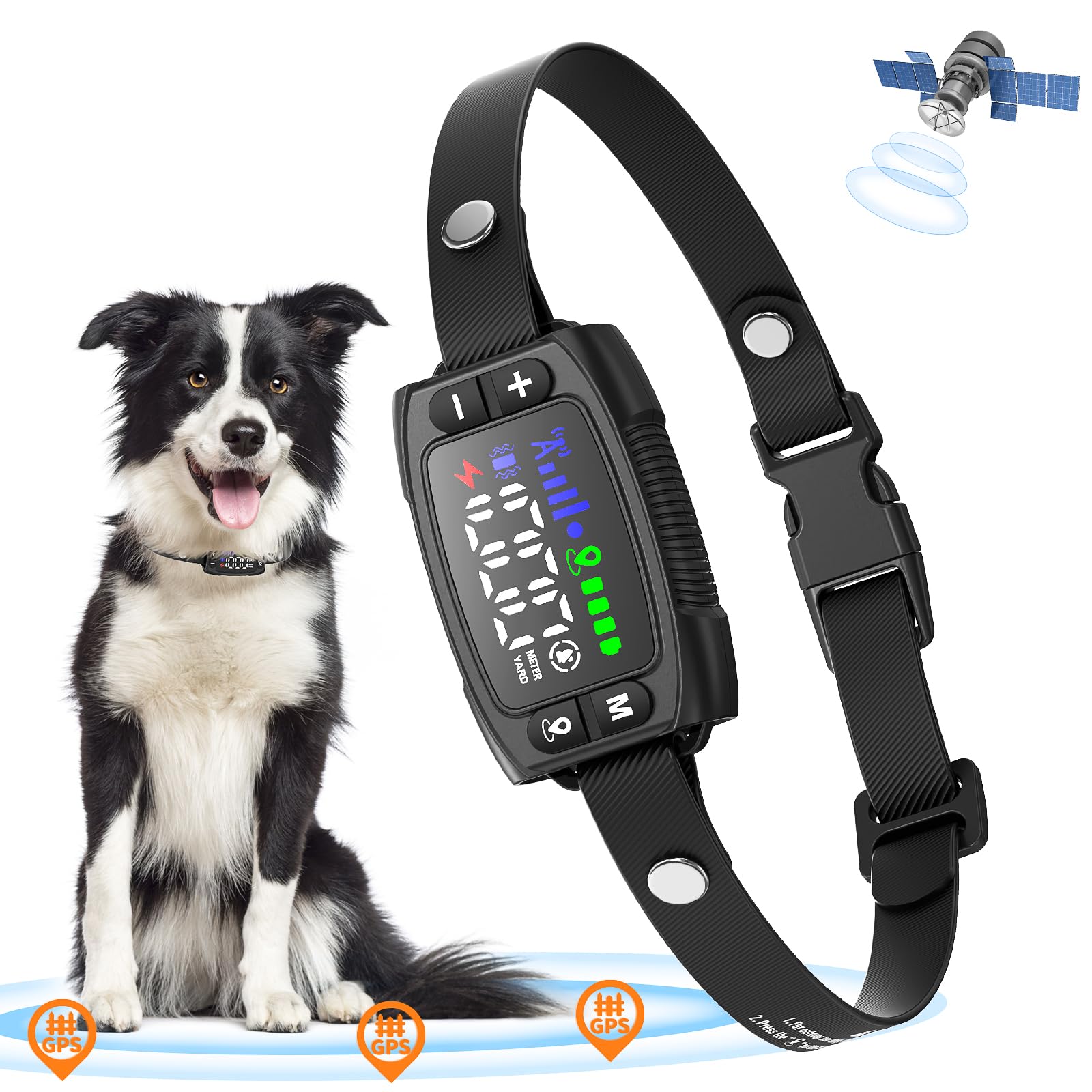 Collier Anti Fugue sans Fil GPS pour Chien, 1000M Réglable Amélioré, Chien Électrique Système Clôture