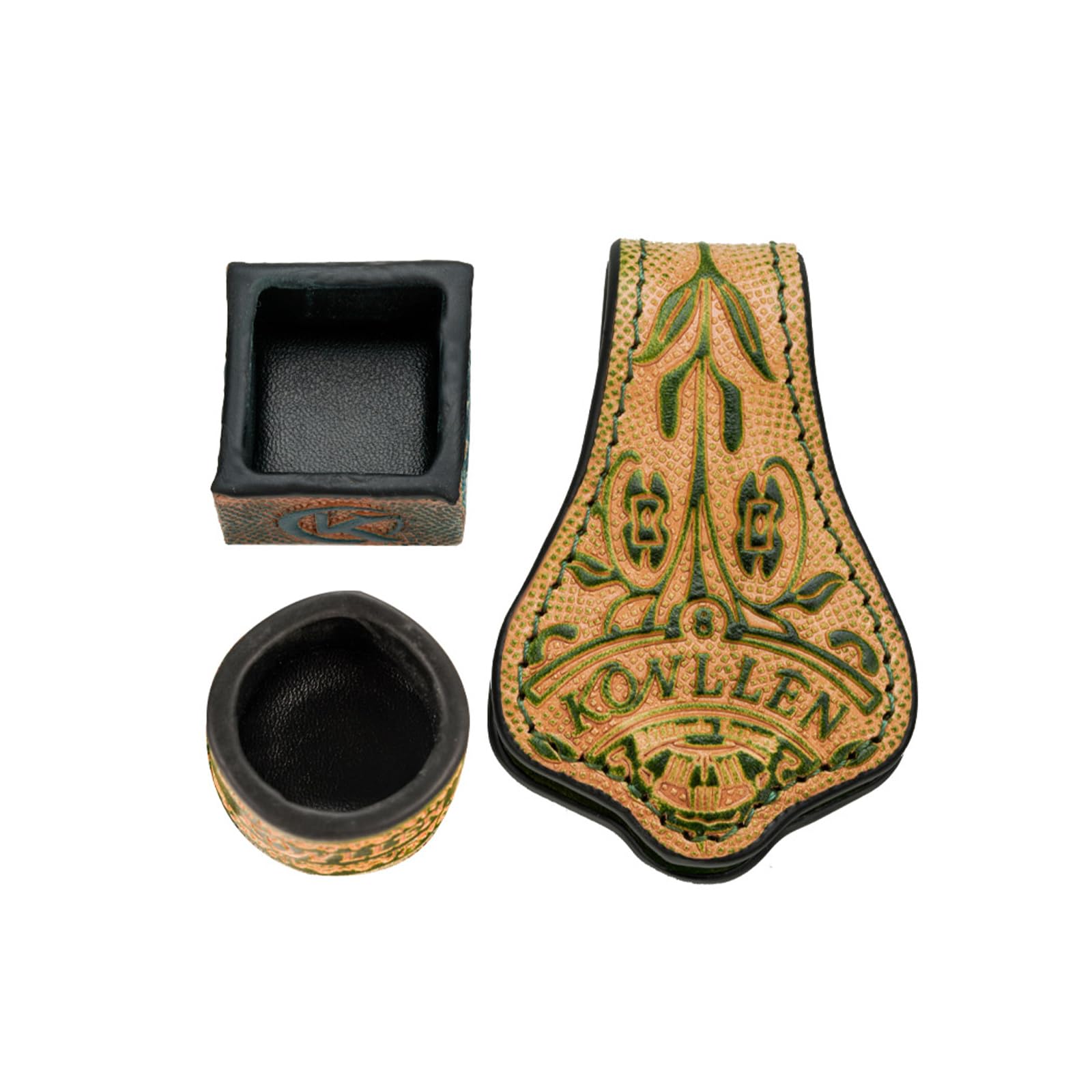KONLLEN Cuero grabado tiza titular bolsa vegetal cuero curtido billar Cue Snooker silencioso accesorios de billar
