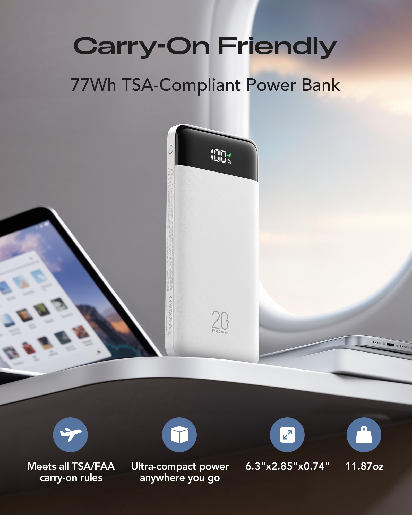 Orfeika Power Bank da 20000 mAh, ricarica rapida, caricabatterie portatile con 4 cavi integrati e 6 uscite, batteria PD USB C da 20 W per iPhone 16/15/14/13/12, Galaxy, Android, iPad e altro