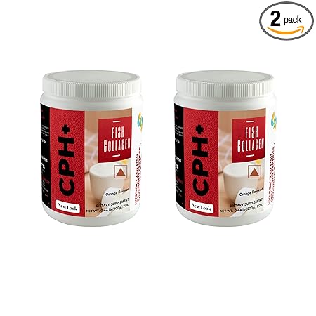 Sharrets CPH+ 2 x 200g, Fish Collagen Powder Supplement for Skin, Hair, Nails, Bones, Muscles I Orange Flavored