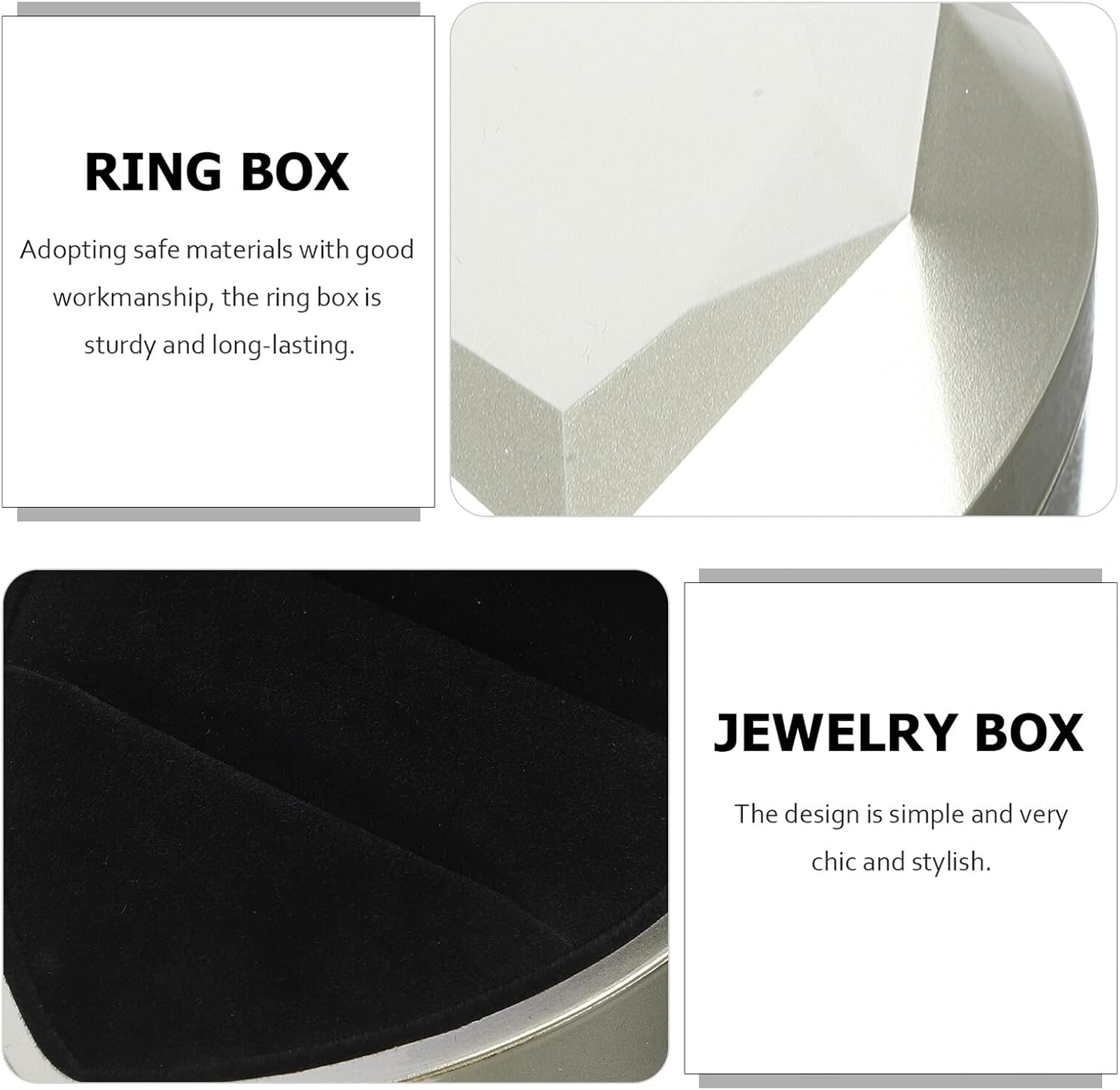 GARVALON Heart Shaped Wedding Ring Box with LED Light, Gold Decorative Case image 4