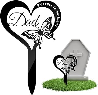 Pacify Grave Decorations for Cemetery, Metal Grave Marker for Dad Waterproof Memorial Plaques Sympathy Stake for Loved One...