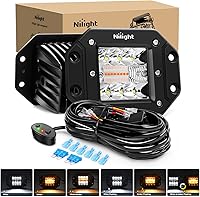 Vista 14 de Nilight Cápsulas de luz LED de montaje empotrado, 2 unidades de 42 W, color blanco ámbar, 3 modos de iluminación, luces antiniebla, haz combinado