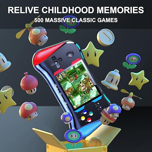Miniatura 6 de Consola de juegos portátil retro X7M con pantalla de 3.5 pulgadas, modo de 2 jugadores, conectividad de TV y 500 clásicos incorporados, diversión
