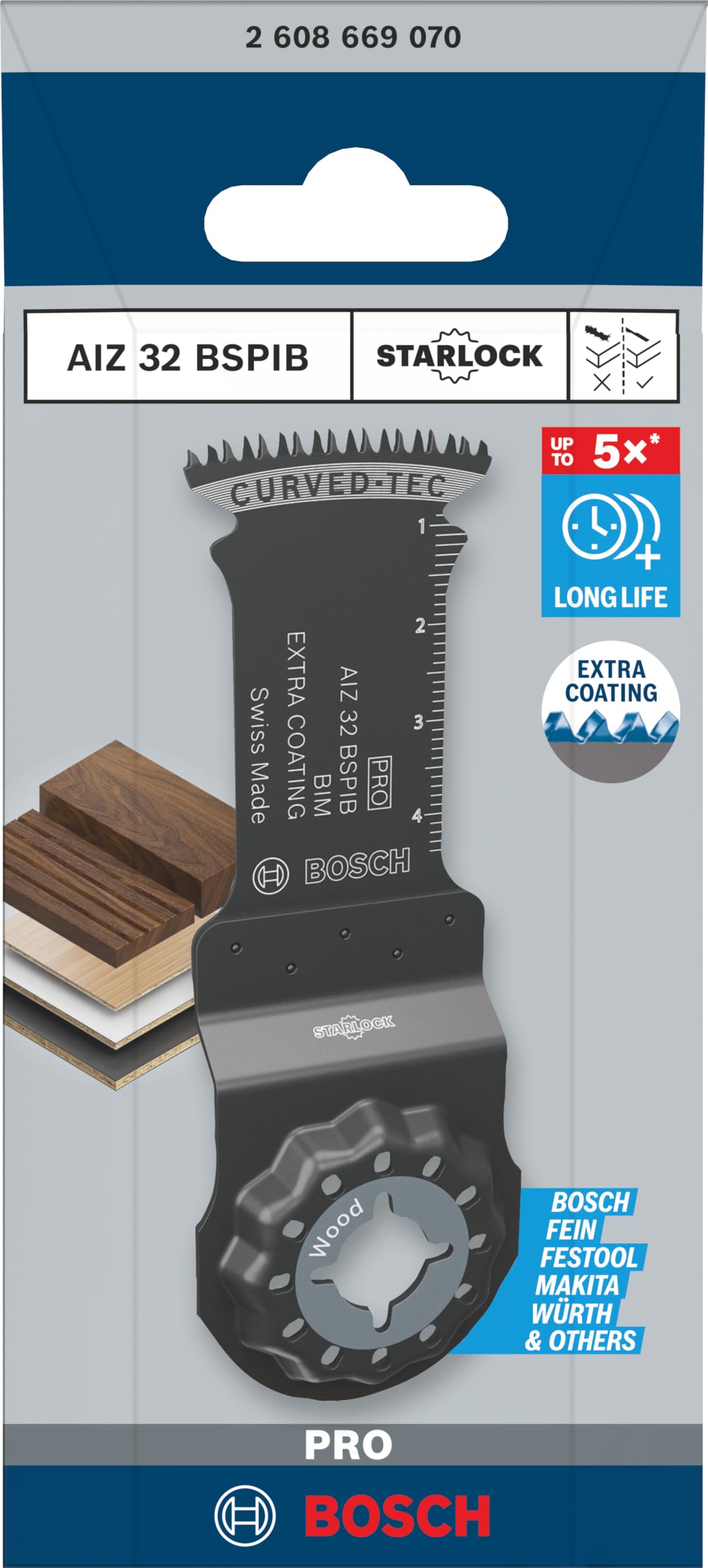 Bosch 1 x PRO Multi Material AIZ 32 BSPIB arkusz do narzędzi wielofunkcyjnych (do twardego drewna, płyt powlekanych tworzywem sztucznym, szerokość 32 mm, profesjonalne akcesoria, narzędzie