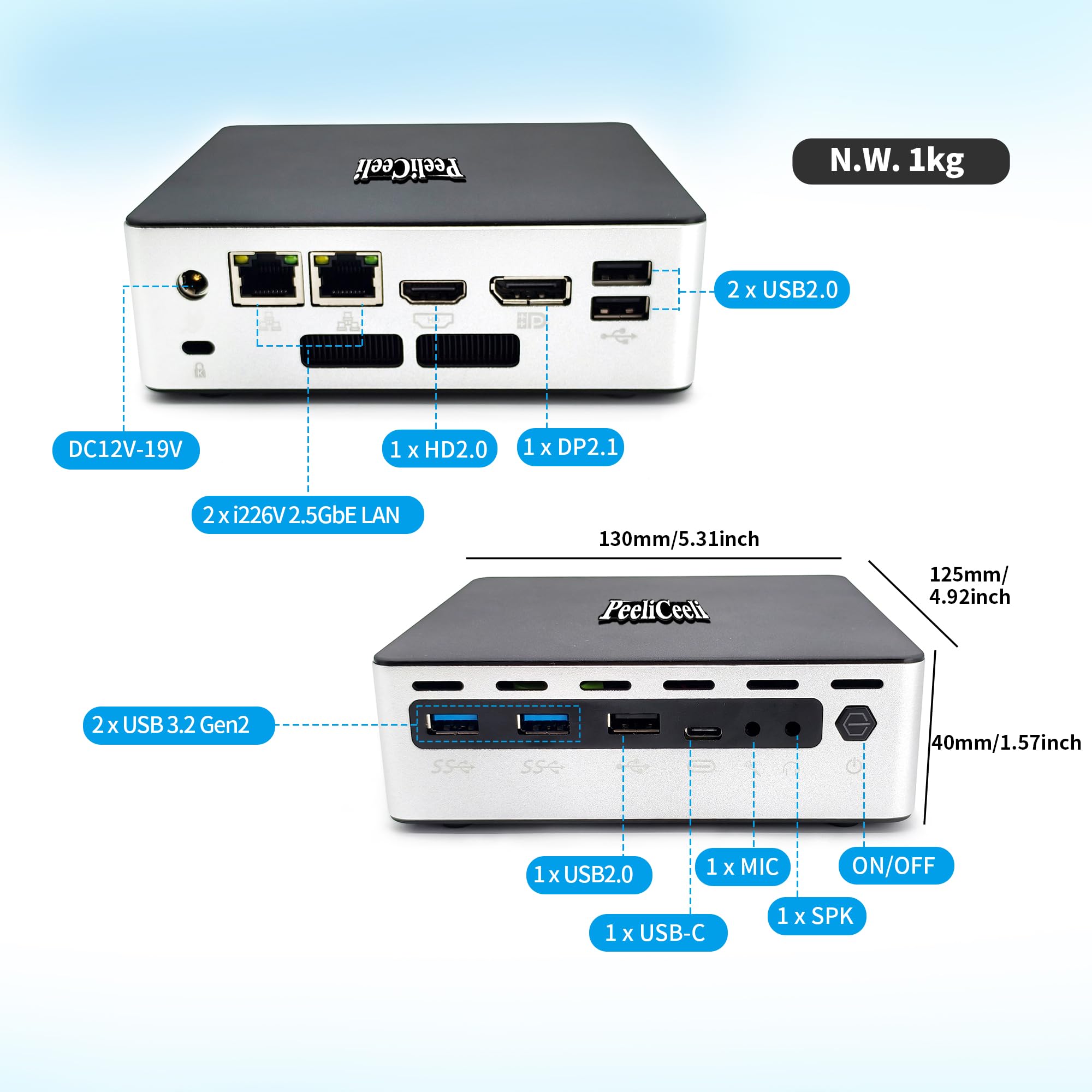 PeeliCeeli Mini PC, 12th Gen Twin Lake-N150 Processor Mini