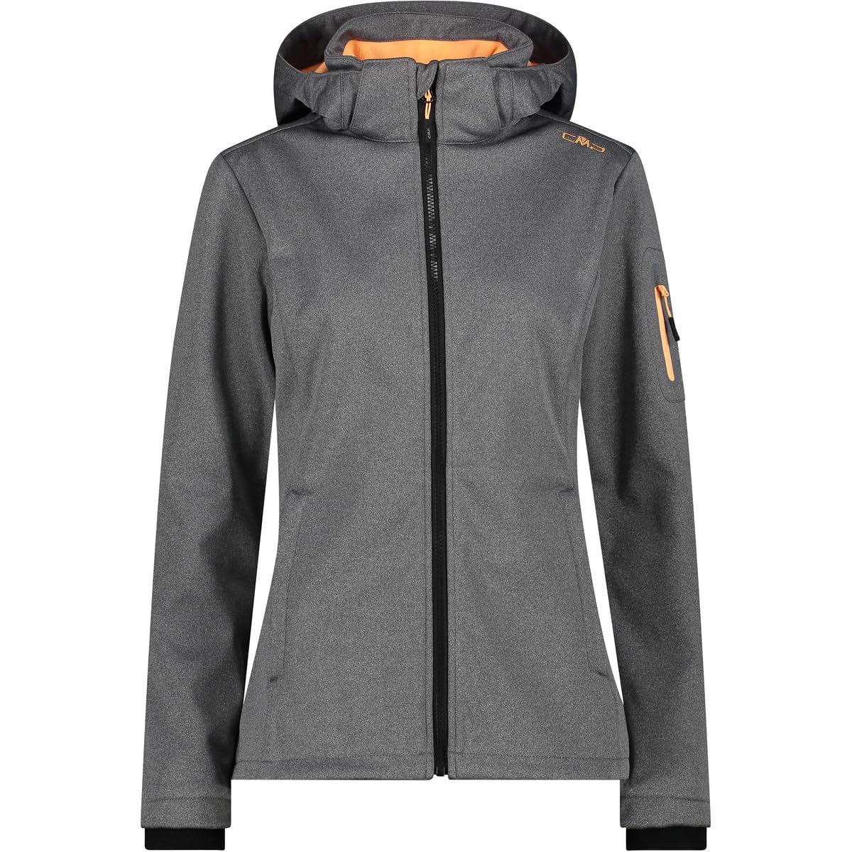 CMP - Woman Jacket Zip Hood, Black Mel.-Melon, XS