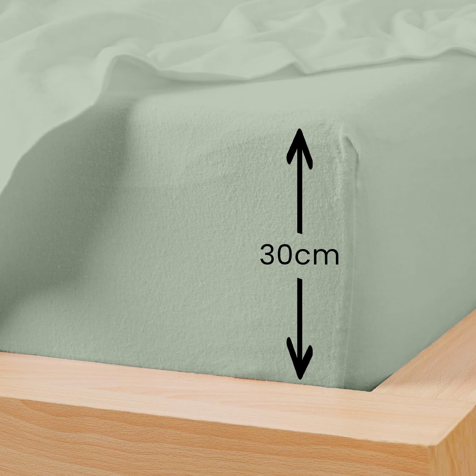 100% Brushed Cotton Soft Flannelette 30CM Fitted Sheets King size Thermal Soft Luxury Warm Flannel Extra Deep Cozy Bottom Bed Cover Kingsize - Image 2