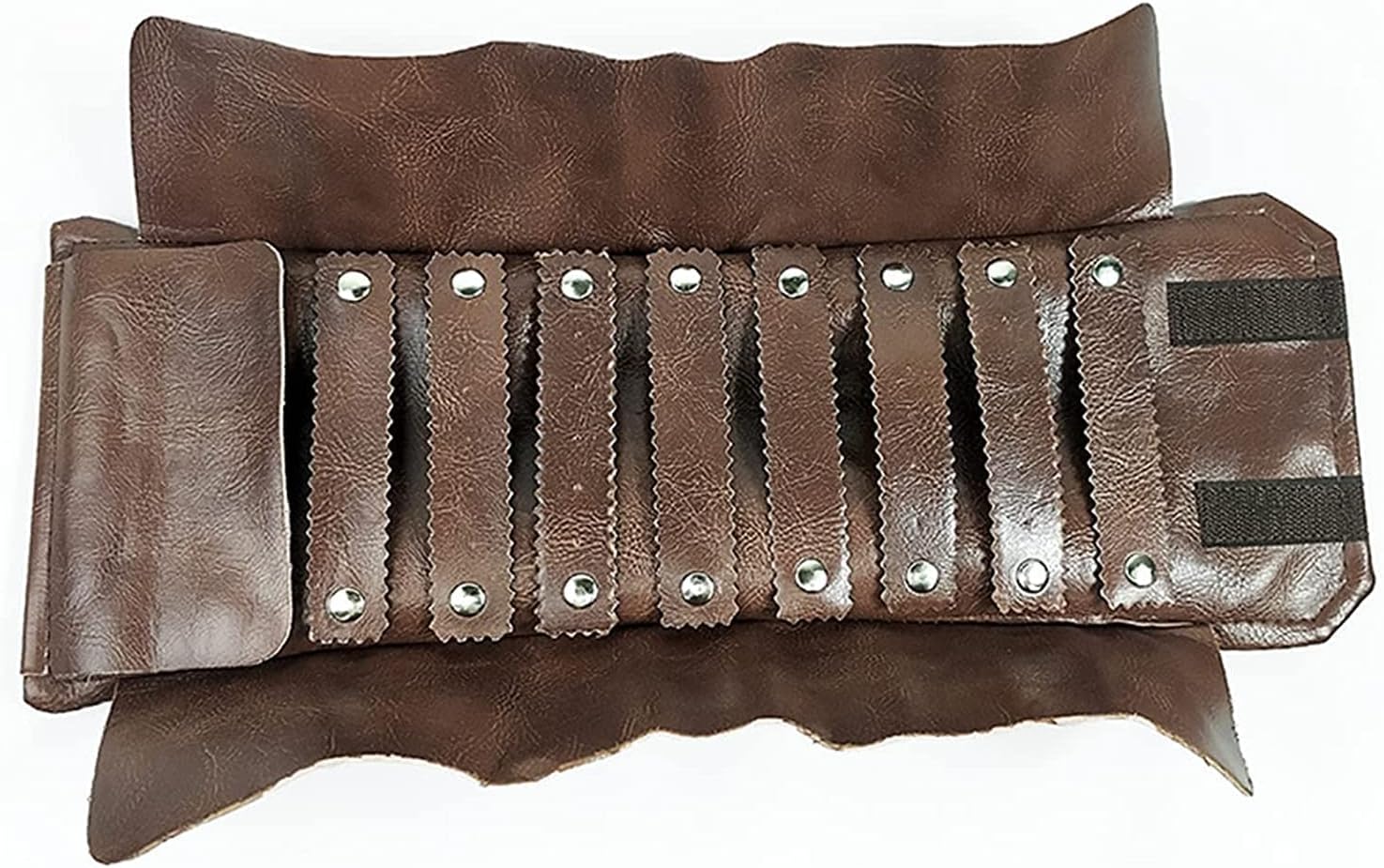 Brown Travel Jewelry Organizer Case Leather Jewelry Roll Journey Storage Bag Jewelry Roll for Daily Jewelries Necklaces, Earrings, Rings, Bracelets Valentine's Day
