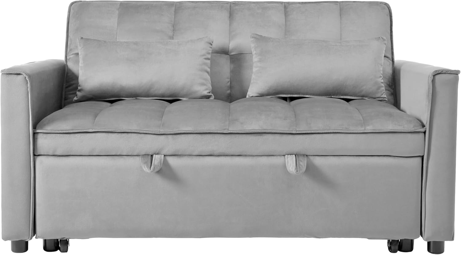 Ball & Cast Reversible Sleeper Sofa Bed,Convertible Pull Out Couch with 2 Lumbar Pillows and Side Pockets,3 in 1 Upholstered Sleeper Couch,Living Room Furniture for Apartment,Office,Light Gray