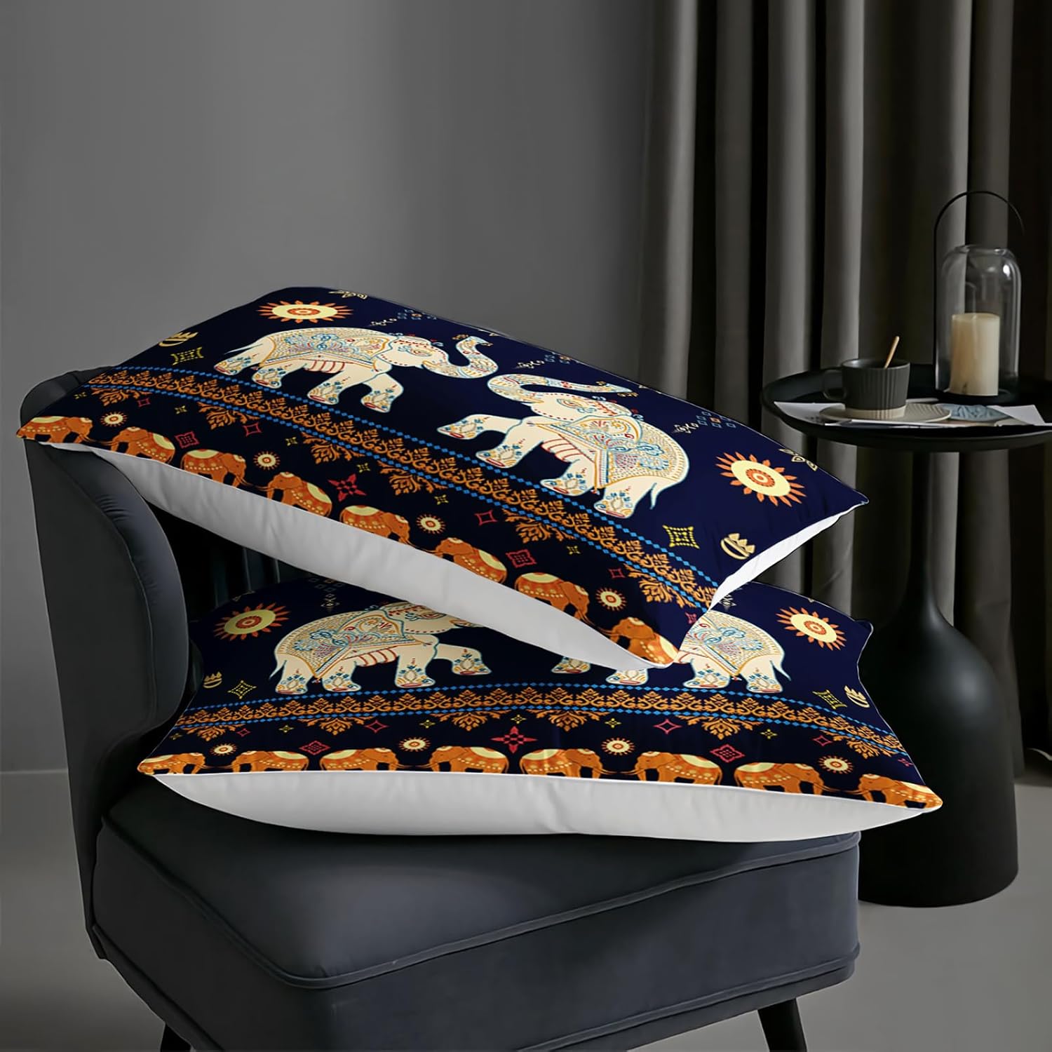 AILONEN Ethnic Elephant Comforter Set Full Size, Bohemian Elephant Printed Bedding Set for Boys Girls Teens,Boho Exotic Duvet Set for Bedroom Decor,1 Quilt and 2 Pillowcases,3 Pieces - Image 6