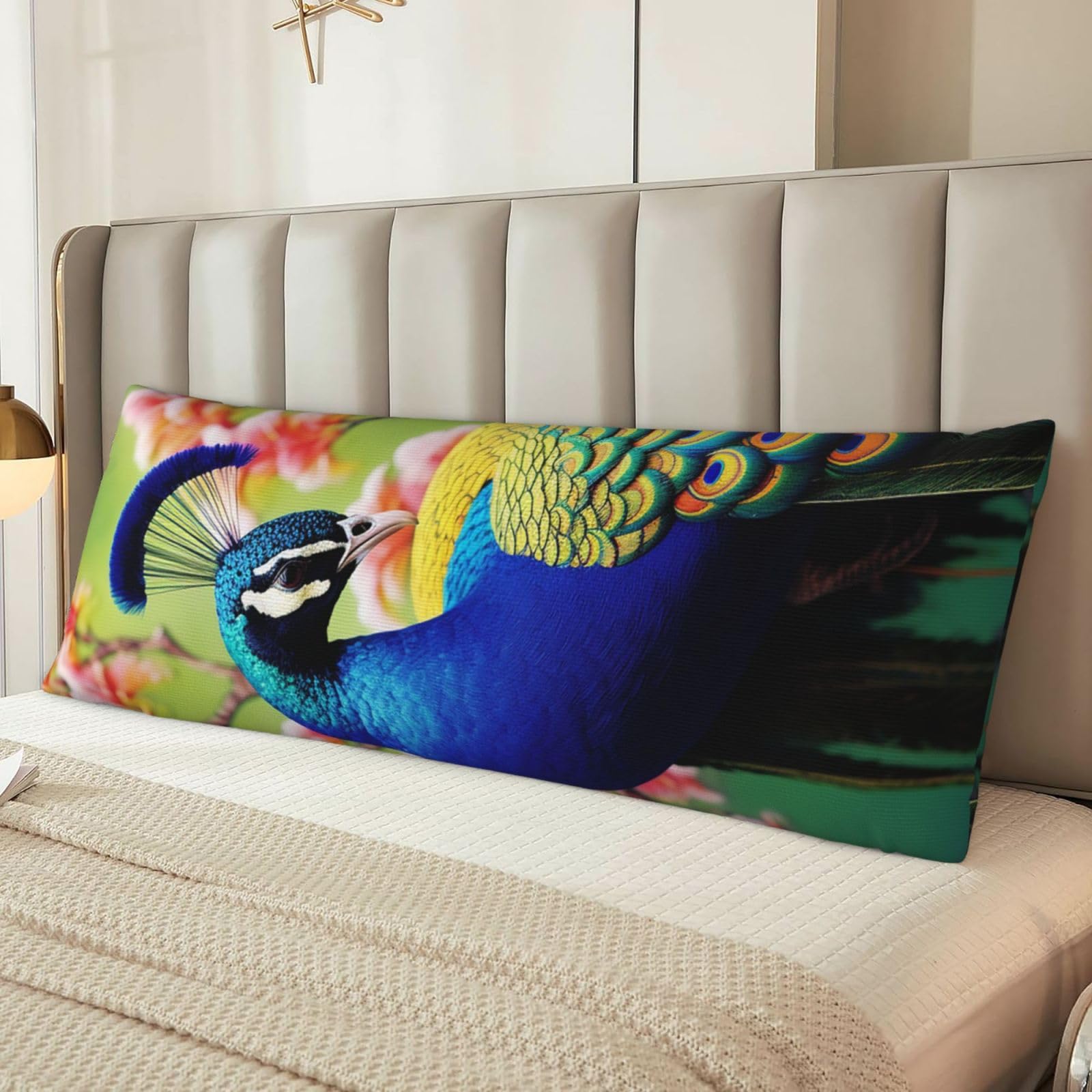 Peacock Body Pillow Case Cover, Microfiber Long Pillow Cases, Ultra Soft and Cozy Plush Body Pillowcase Decorative Long Bed Pillow Cover for Sleeping 20x54 Inches