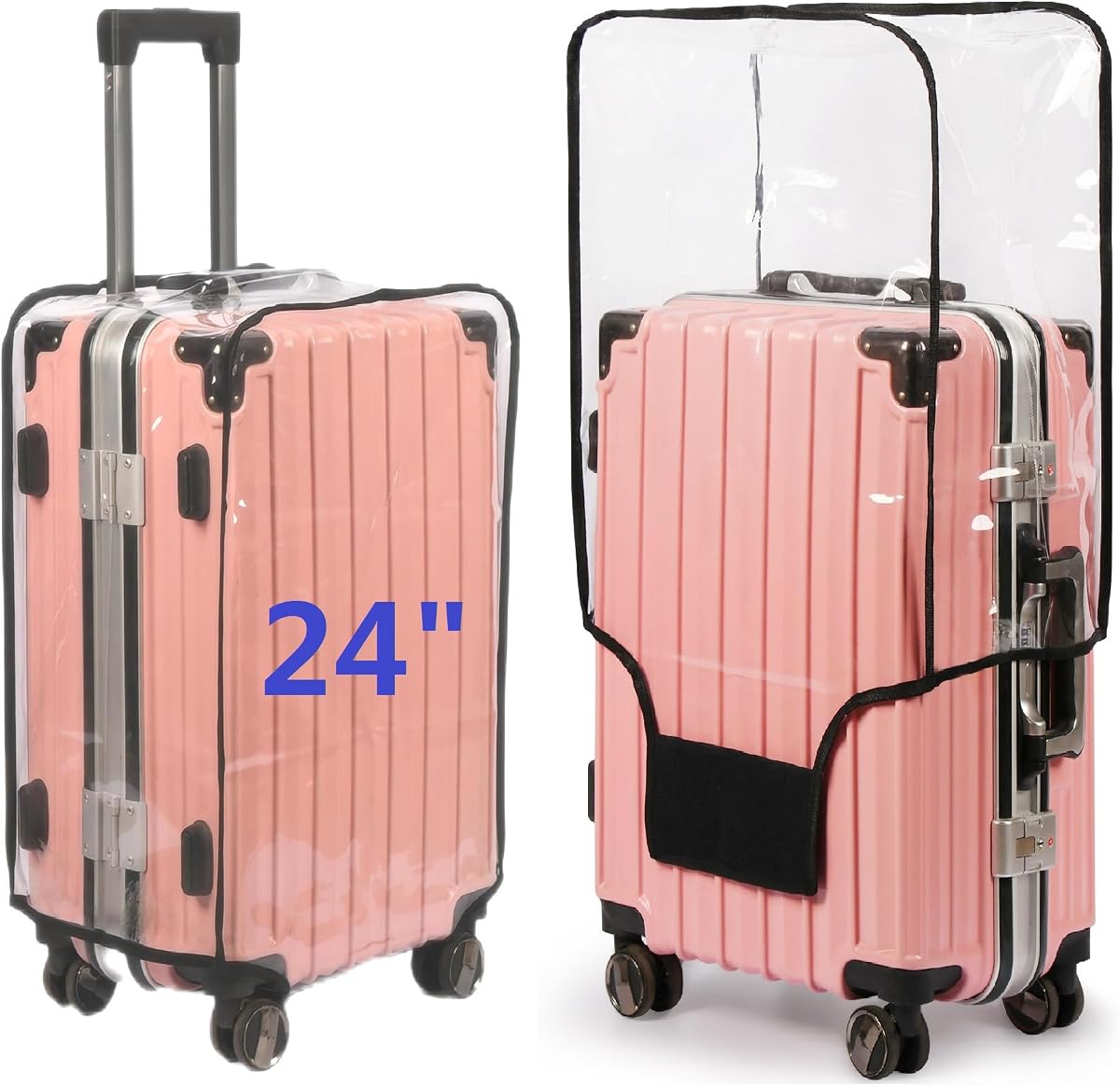 Clear PVC Suitcase Cover Protectors- Thickened Waterproof Luggage Covers Protector, Full Transparent Dustproof Sleeve for Wheeled Suitcases (24")