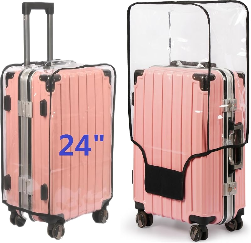 Clear PVC Suitcase Cover Protectors- Thickened Waterproof Luggage Covers Protector, Full Transparent Dustproof Sleeve for Wheeled Suitcases (24")