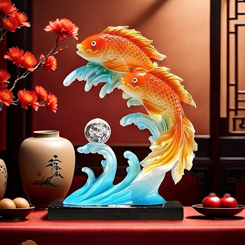 Miniatura 3 de Estatua de pescado chino grande de Feng Shui de 11.5 pulgadas, decoración de peces de FengShui, decoración para el hogar, oficina, decoración de
