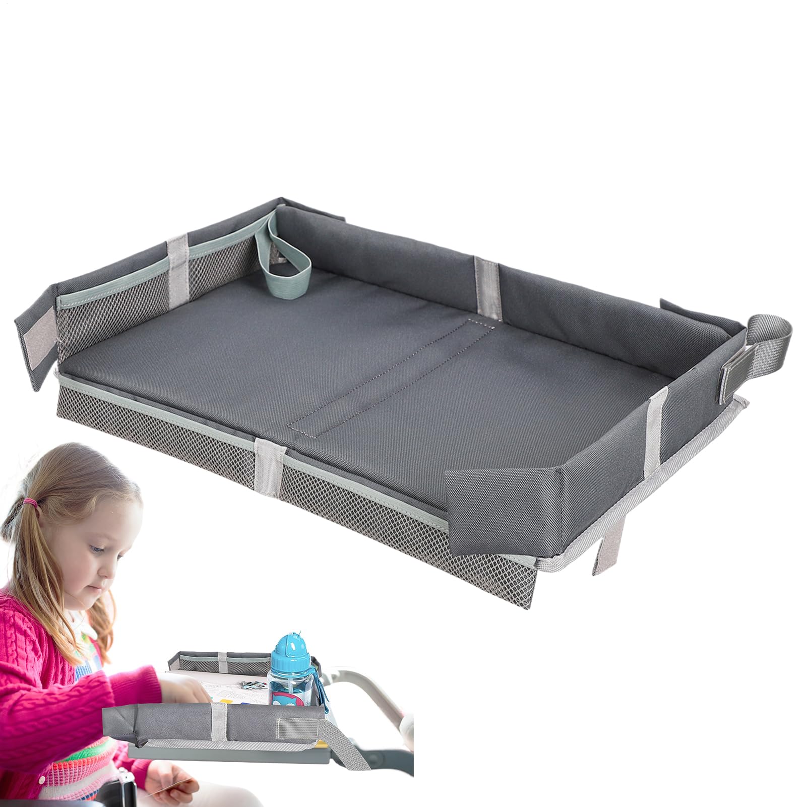 Cubierta de bandeja de avión para niños | Bandeja de viaje para niños: la cubierta de bandeja de avión plegable con bolsillo, la bandeja de almacenamiento de juguetes de mesa portátil para niños