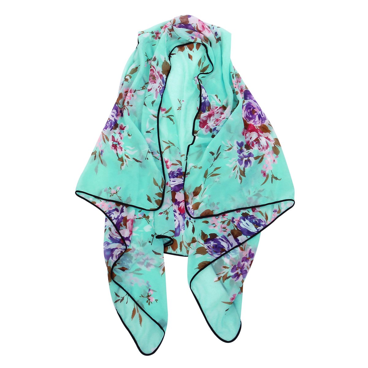 TrendsBlueElegant Chiffon Floral Sheer Kimono Wrap Cardigan Beach Cover Up Vest